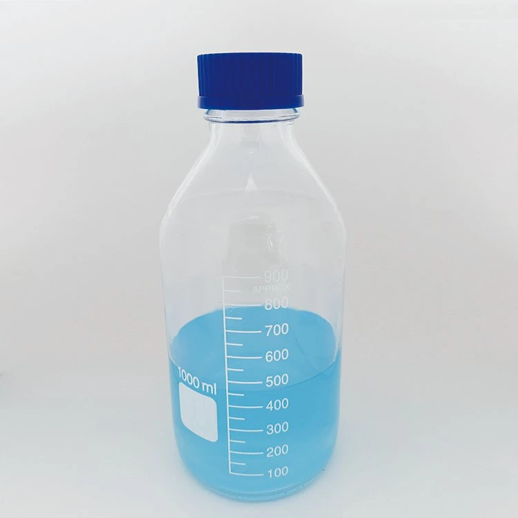 Storage Container 100ml-2000ml Clear or Brown Color Lab Blue Screw Cover Glass Reagent Bottle with Graduation