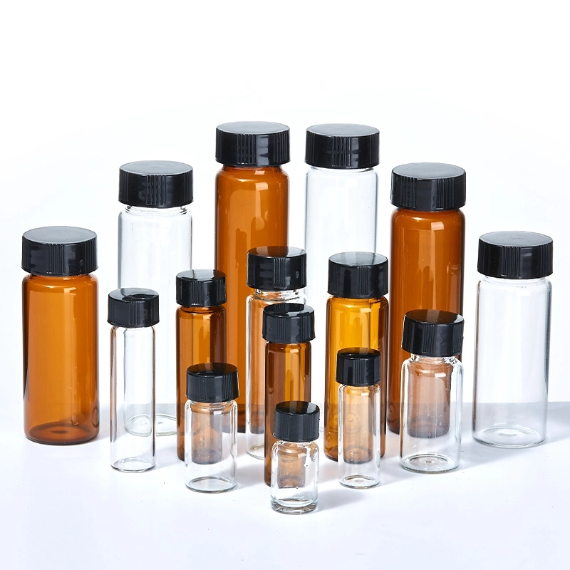 Wholesale Good Sealing Clear Graduated 20ml Amber Glass Bottle with Lids