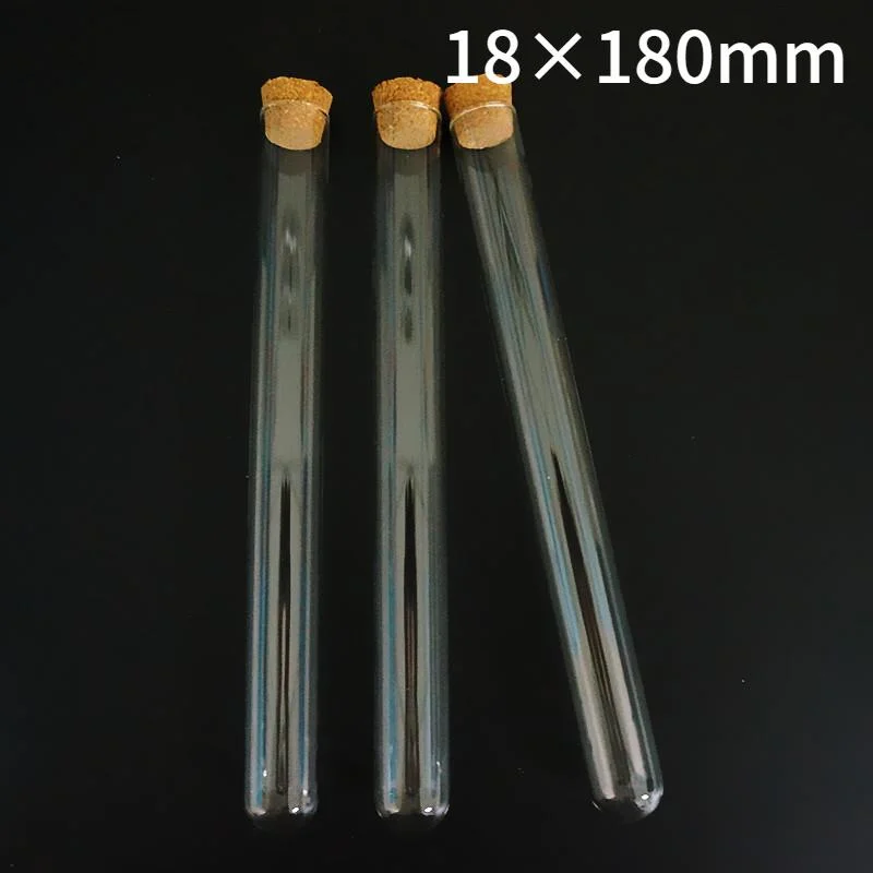 18X180mm Glass Test Tube with Cork Round Bottom Cigar Packaging Tube Laboratory Glassware Storage Jar Storage Jars Smoke Jar Tobacco Smoking Cigarette Jar