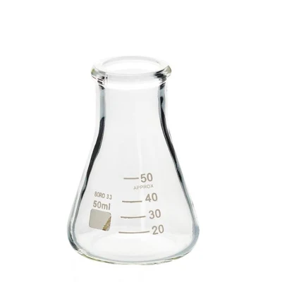 Frasco erlenmeyer para frasco volumétrico de borosilicato de vidro cônico de laboratório